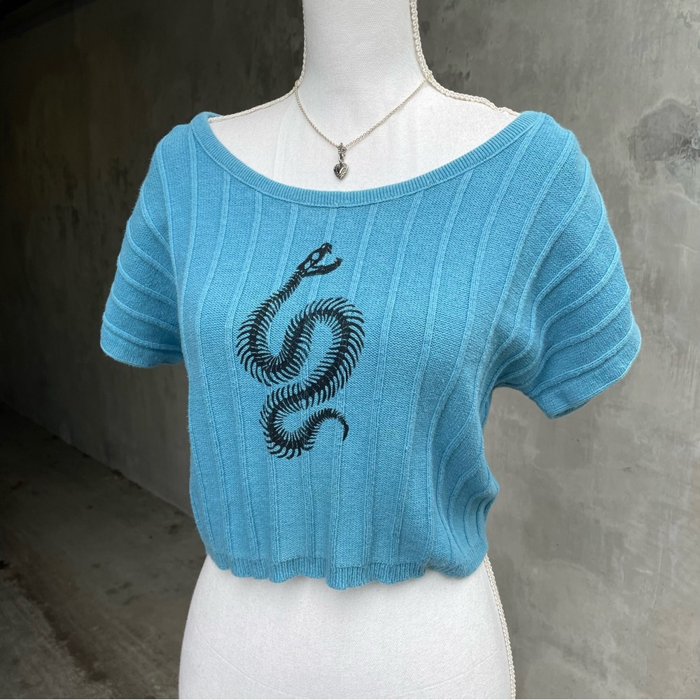Upcycled Vintage Grunge Snake Knit Crop Top